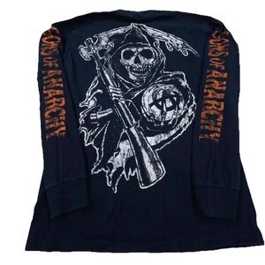 Sons Of Anarchy Shirt Men Small Black Biker MMA Cyber Punk Tee Grim Reaper